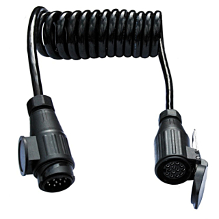 Extension spiral cable 13-pin, 1.75 m cable, 1 x plug, 1 x socket