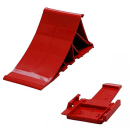 Plastic wheel chock with holder, color: red