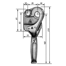 Pendulum lock right 210 mm, spring lock, short weld plate