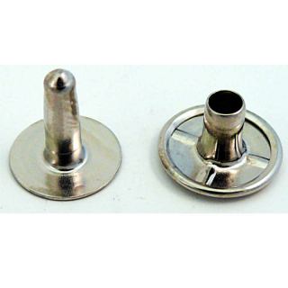 Hollow rivets Calott brass nickel. l 12mm id 3mm to 13mm