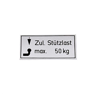 Support load signs adhesive film for cars 65x30 mm max. 50 kg