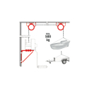 Wall bracket with pulleys for cable winches up to 500 kg